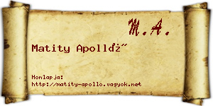 Matity Apolló névjegykártya